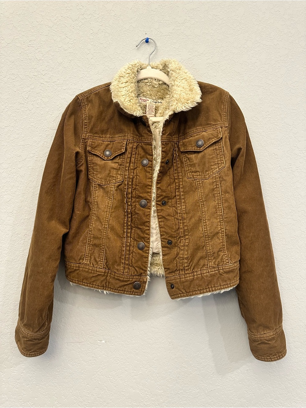 Vintage Y2K Abercrombie & Fitch brown corduroy jacket with faux fur lining,